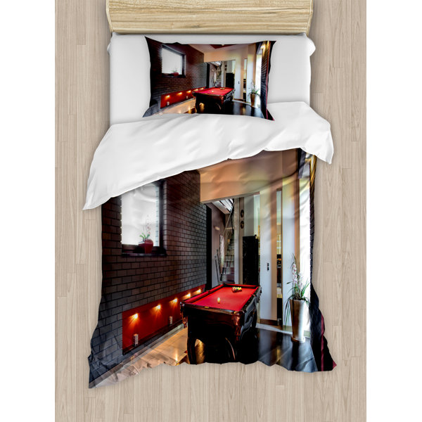 Ambesonne Modern Stylish Luxury Home with Snooker Table Hobby Pool Game